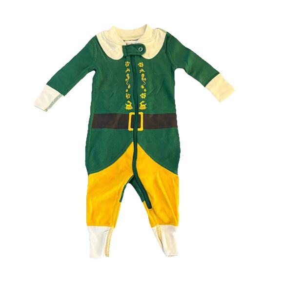 Hanna Andersson Sz 0-3 Mo (50cm) 100% Organic Cotton Zip Up One-Piece Elf Pajama - Picture 1 of 10